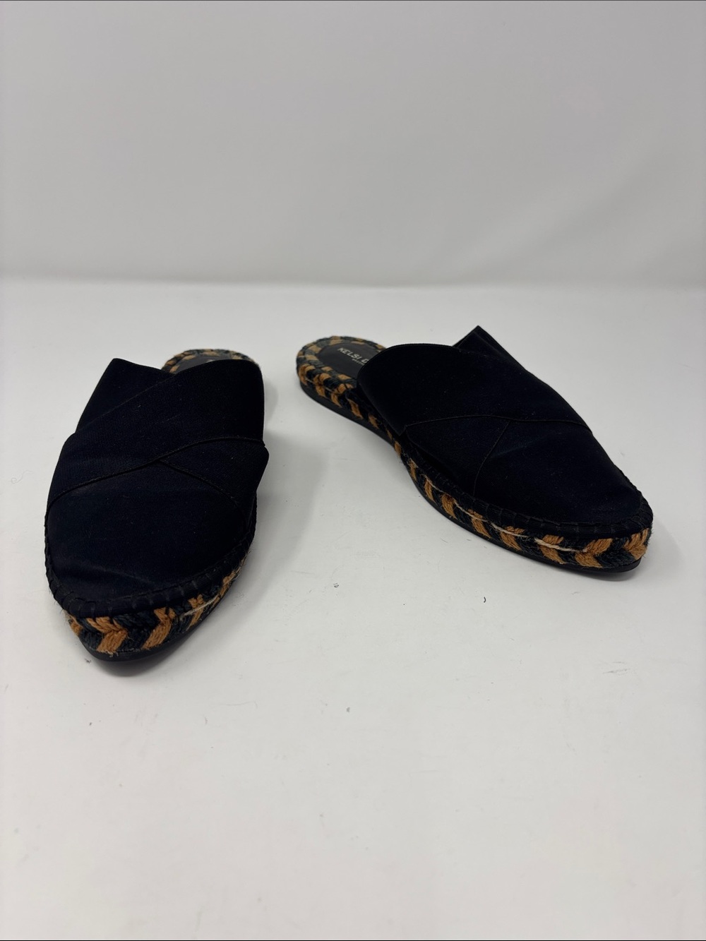 Kelsi Dagger | Black Slip-On Espadrille Mules with Braided Trim